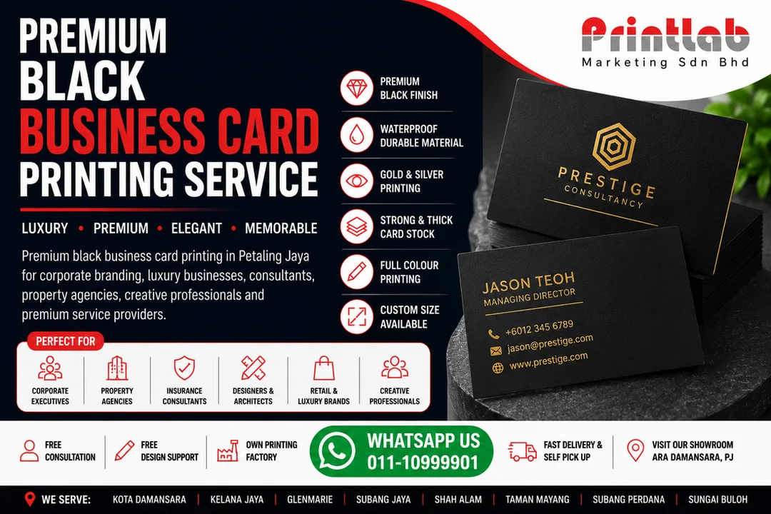 Premium Black Business Card Printing in Petaling Jaya, Selangor