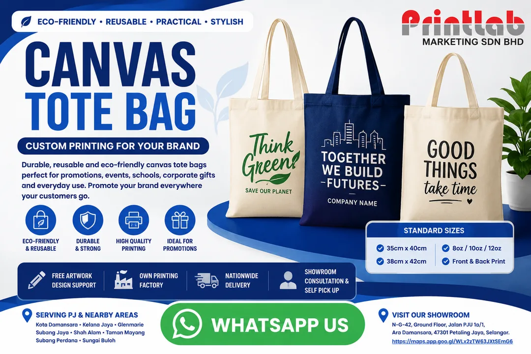 Canvas Tote Bag Printing by Printlab Marketing Sdn Bhd in Ara Damansara PJ