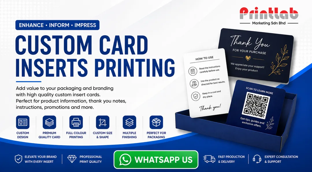 Custom Card Inserts Printing in Petaling Jaya by Printlab Marketing Sdn Bhd with Premium Custom Insert Card Design
