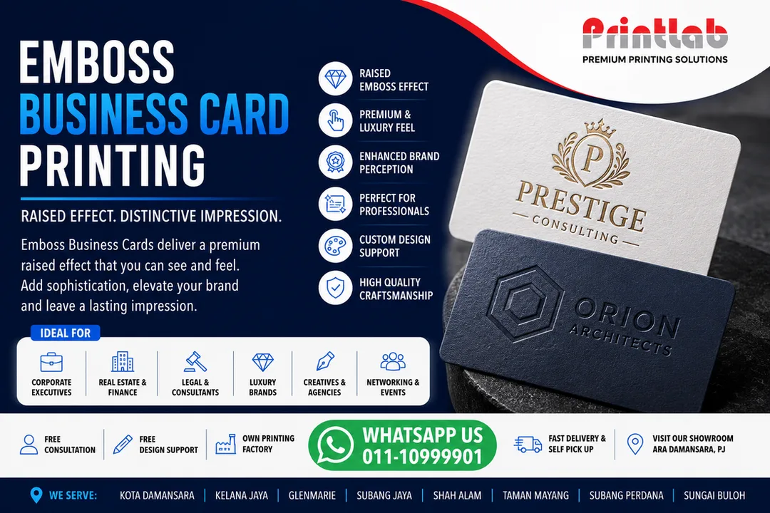 Premium Emboss Business Card Printing in Petaling Jaya, Selangor