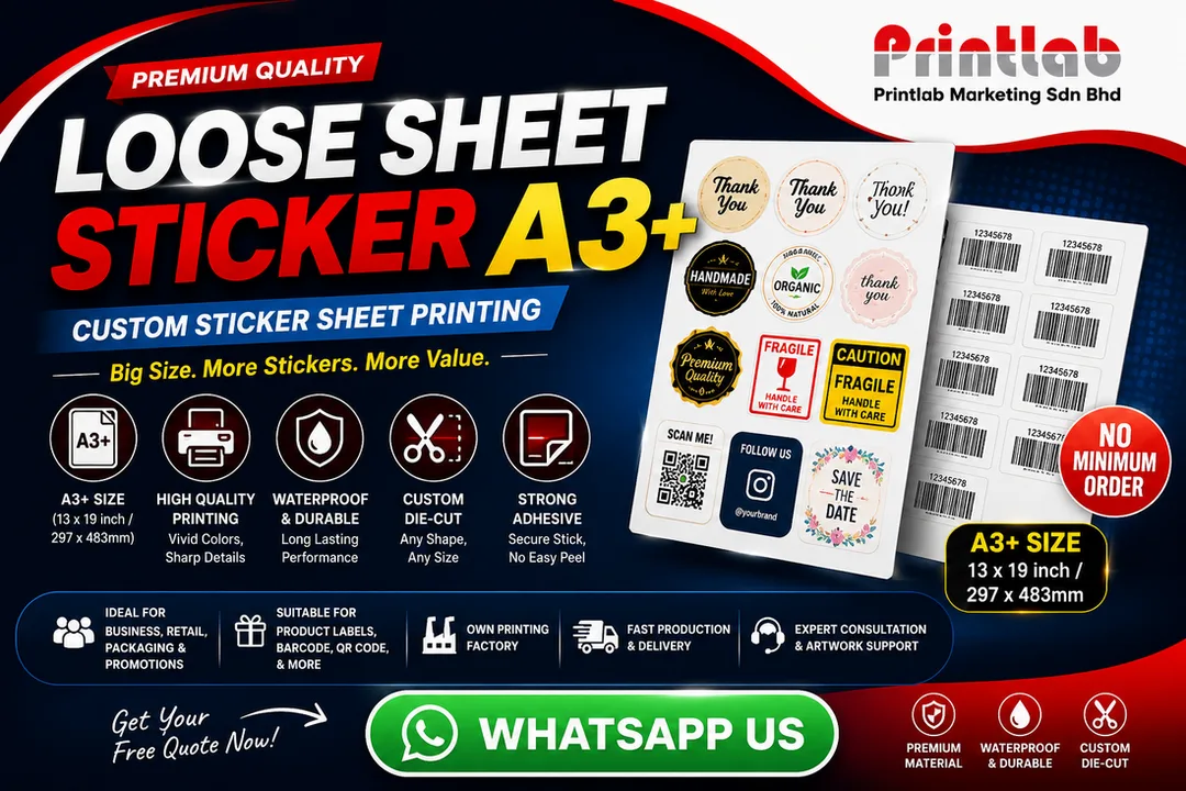 Premium Loose Sheet Sticker A3+ Printing in Petaling Jaya Selangor by Printlab Marketing Sdn Bhd