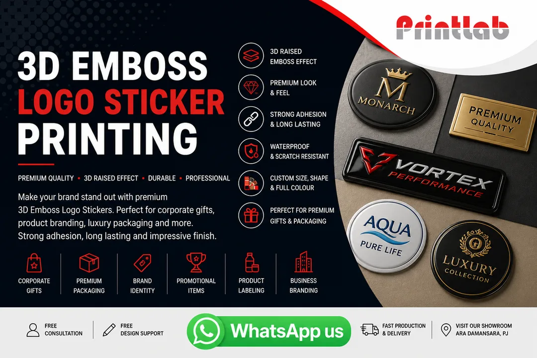 Custom 3D Emboss Logo Sticker Printing Supplier in Petaling Jaya Selangor Malaysia