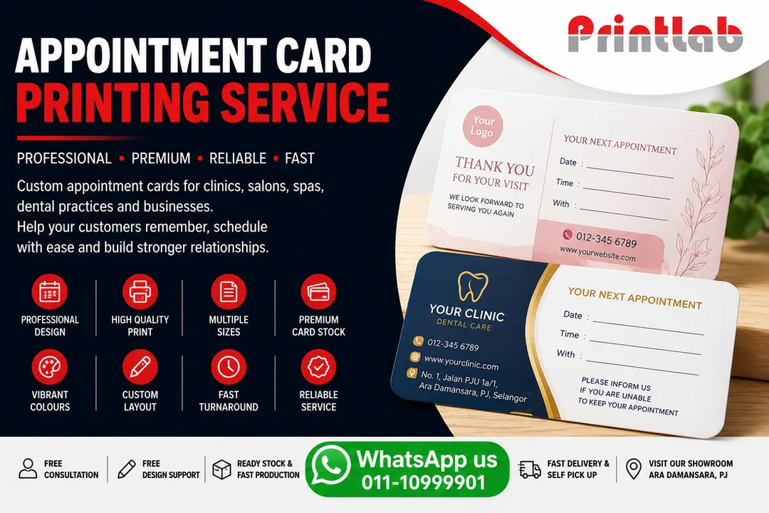 Custom Appointment Card Printing Supplier in Petaling Jaya Selangor Malaysia