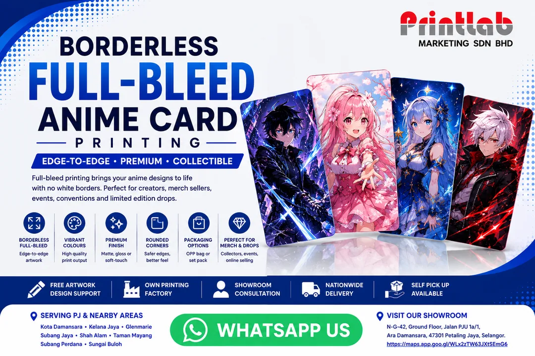 Borderless Full-Bleed Anime Card Printing by Printlab Marketing Sdn Bhd in Ara Damansara PJ
