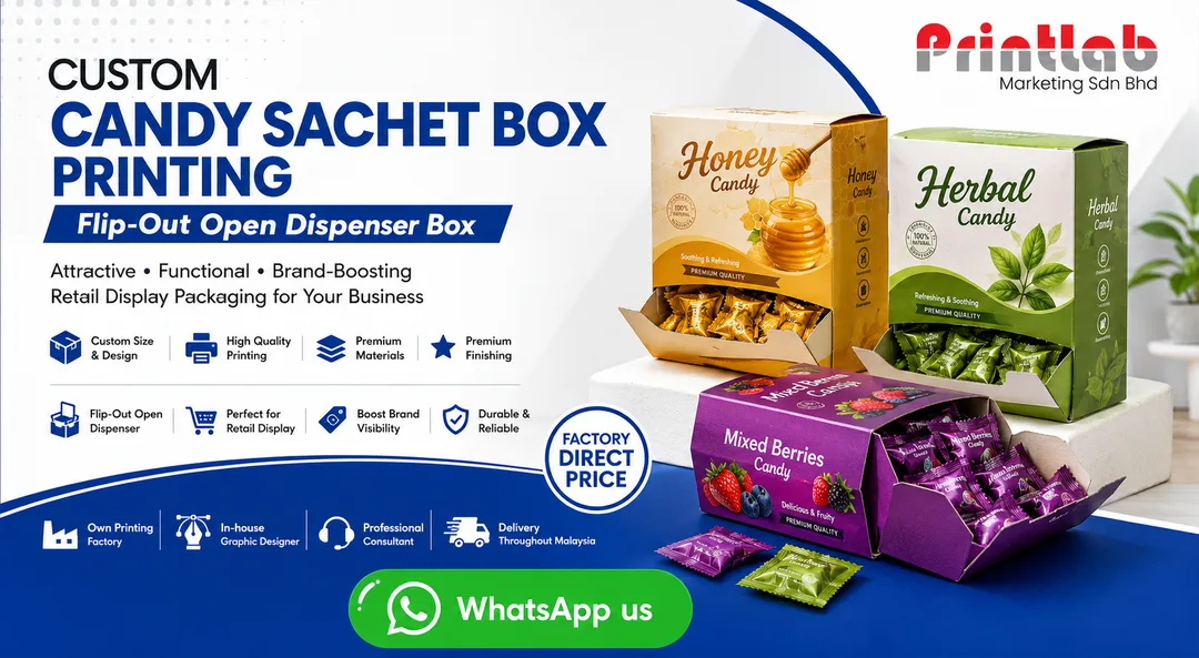 Custom Candy Sachet Box Printing in Petaling Jaya by Printlab Marketing Sdn Bhd