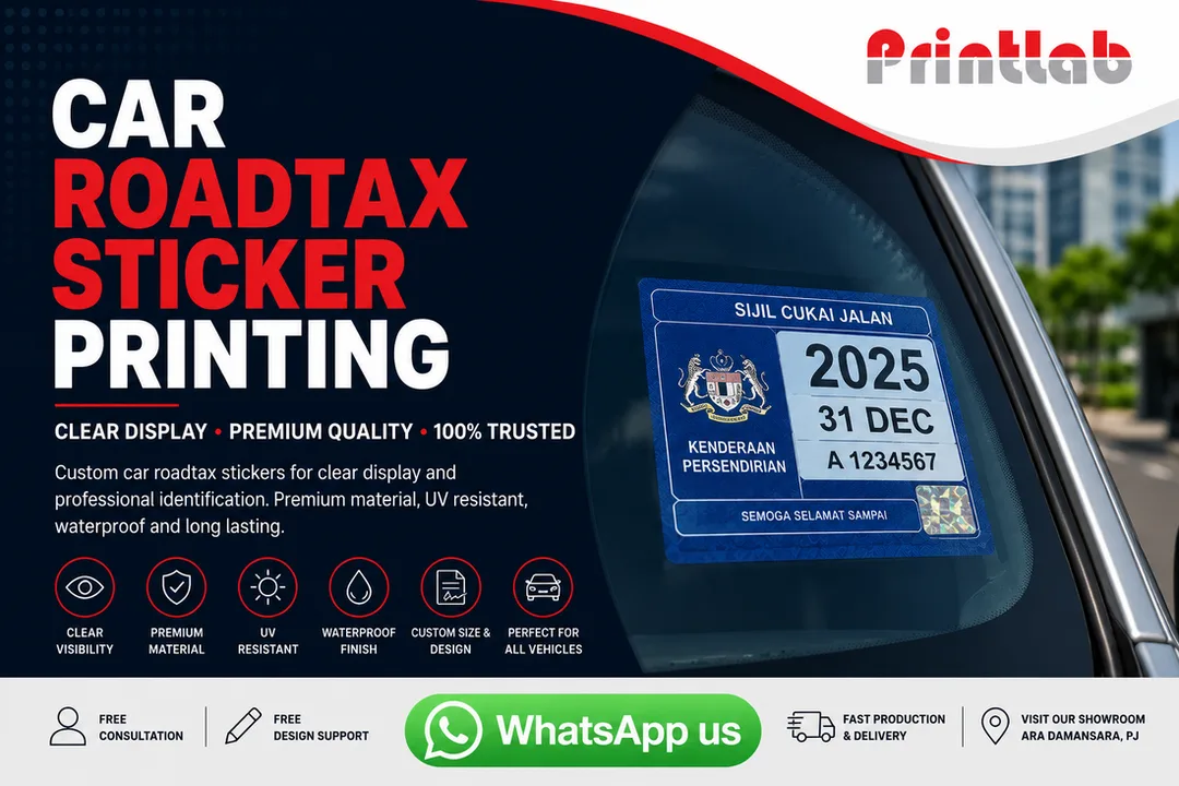 Custom Car Roadtax Sticker Printing Malaysia for Vehicle Window Display and Fleet Management