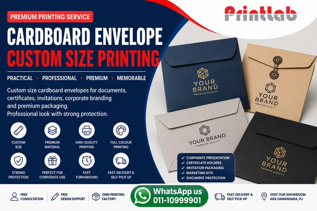 Custom Size Cardboard Envelope Printing Supplier in Petaling Jaya Selangor Malaysia