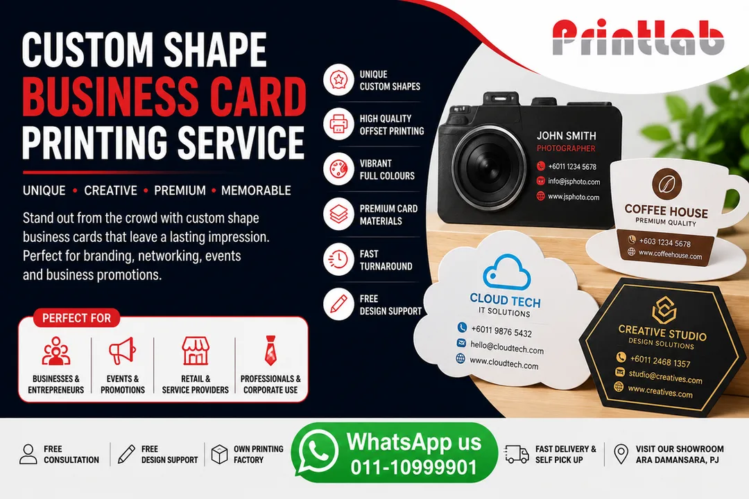 Custom Shape Business Card Printing Supplier in Petaling Jaya Selangor Malaysia