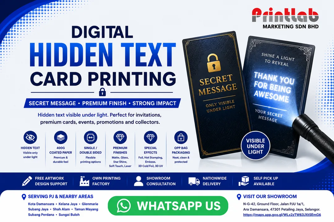 Digital Hidden Text Card Printing by Printlab Marketing Sdn Bhd in Ara Damansara PJ