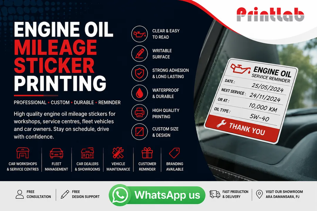 Custom Engine Oil Mileage Sticker Printing Supplier in Petaling Jaya Selangor Malaysia