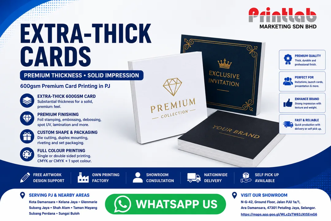 Extra-Thick Cards Printing by Printlab Marketing Sdn Bhd in Ara Damansara PJ