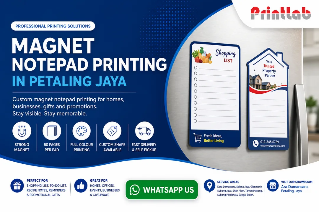 Custom magnet notepad printing in Petaling Jaya by Printlab Marketing Sdn Bhd