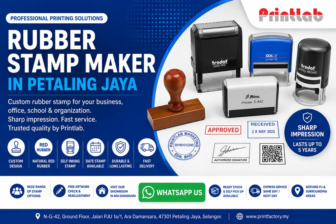 Custom rubber stamp maker in Petaling Jaya by Printlab Marketing Sdn Bhd
