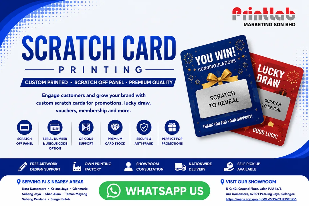 Scratch Card Printing by Printlab Marketing Sdn Bhd in Ara Damansara PJ