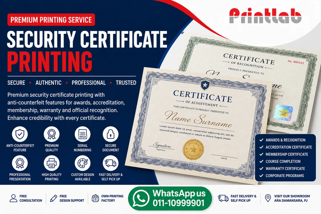 Custom Security Certificate Printing Supplier in Petaling Jaya Selangor Malaysia