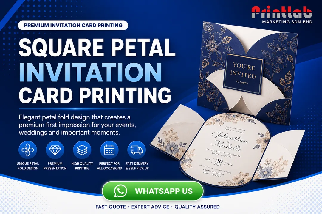 Square Petal Invitation Card Printing by Printlab Marketing Sdn Bhd in Ara Damansara PJ