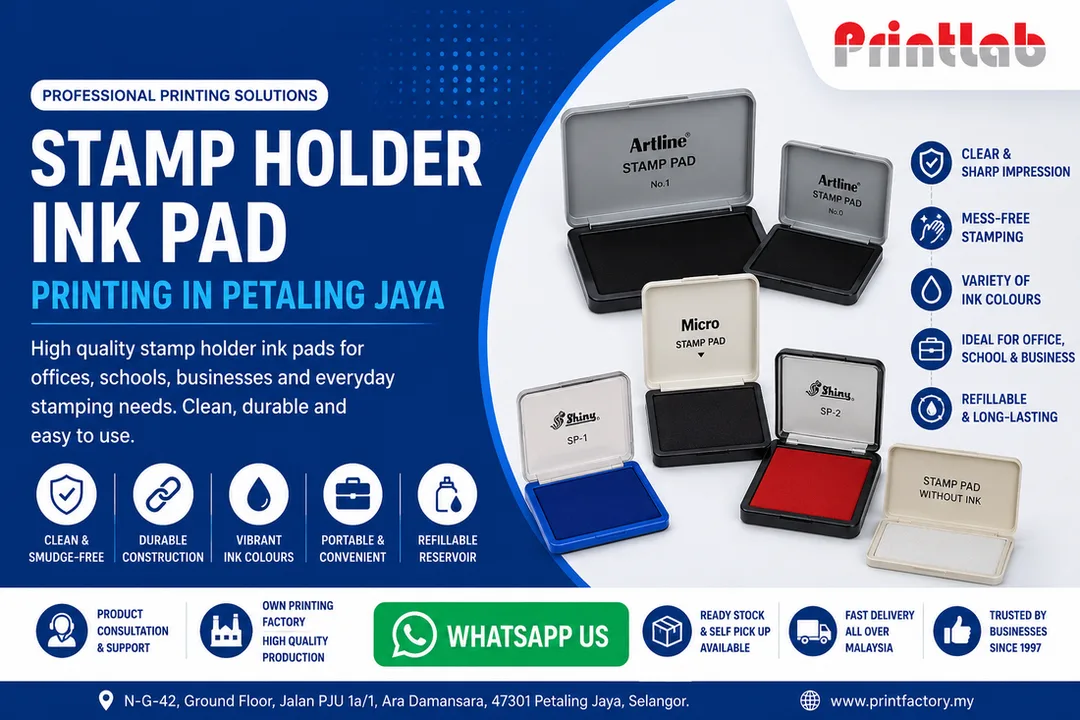 Stamp holder ink pad printing in Petaling Jaya by Printlab Marketing Sdn Bhd