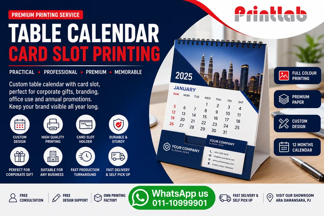 Custom Table Calendar Card Slot Printing Supplier in Petaling Jaya Selangor Malaysia