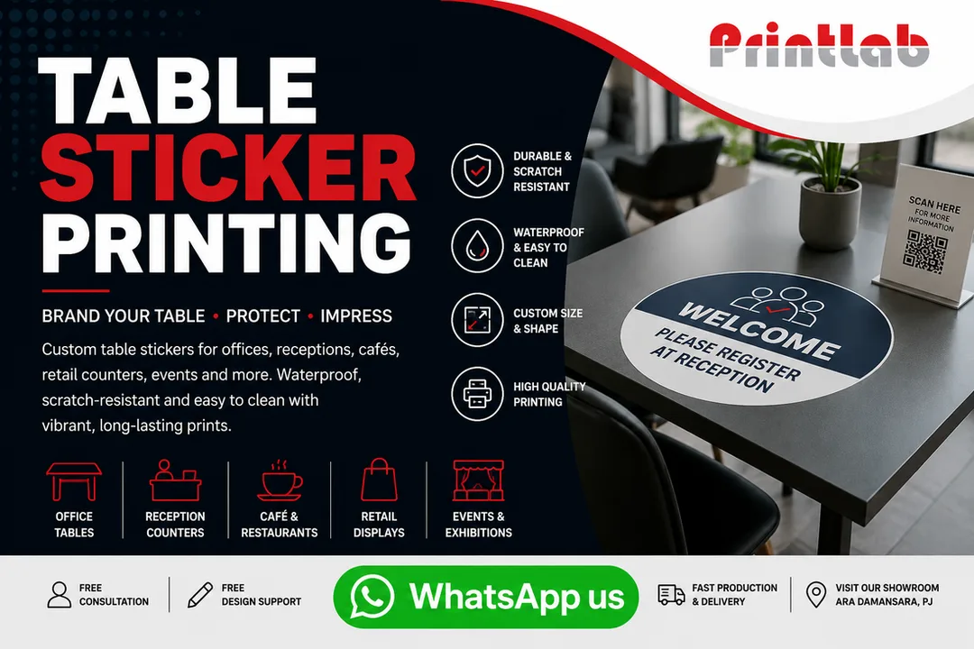 Custom Table Sticker Printing Supplier in Petaling Jaya Selangor