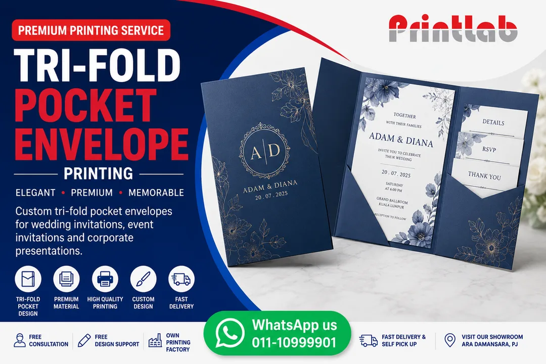 Custom Tri-Fold Pocket Envelope Printing Supplier in Petaling Jaya Selangor Malaysia