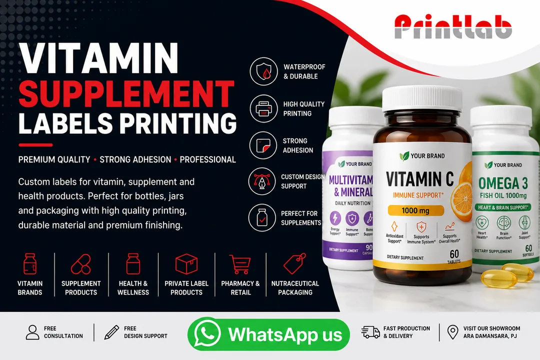 Custom Vitamin Supplement Labels Printing Supplier in Petaling Jaya Selangor