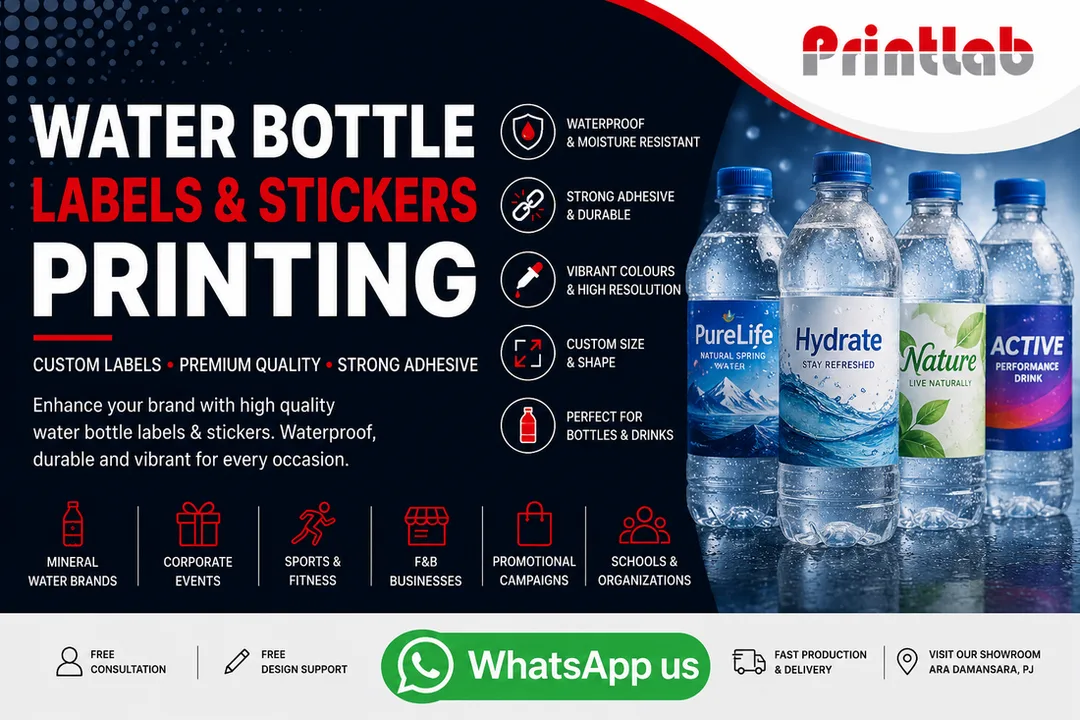 Custom Water Bottle Labels and Stickers Printing Supplier in Petaling Jaya Selangor