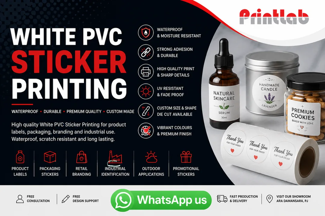 Custom White PVC Sticker Printing Supplier in Petaling Jaya Selangor Malaysia