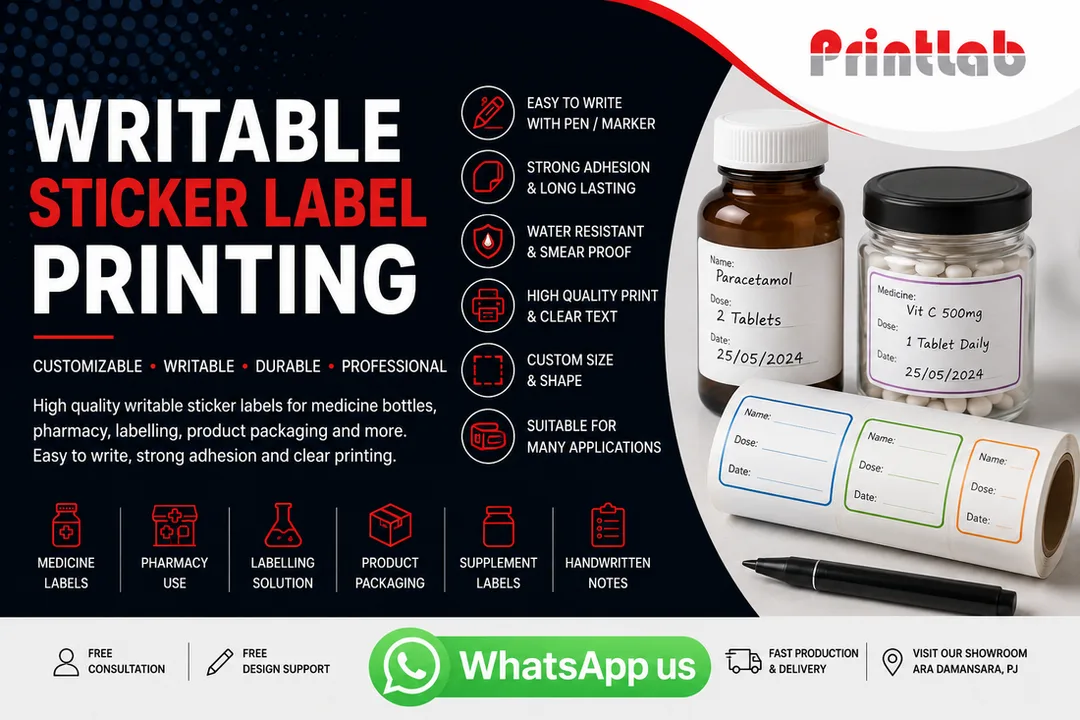 Custom Writable Sticker Label Printing Supplier in Petaling Jaya Selangor Malaysia