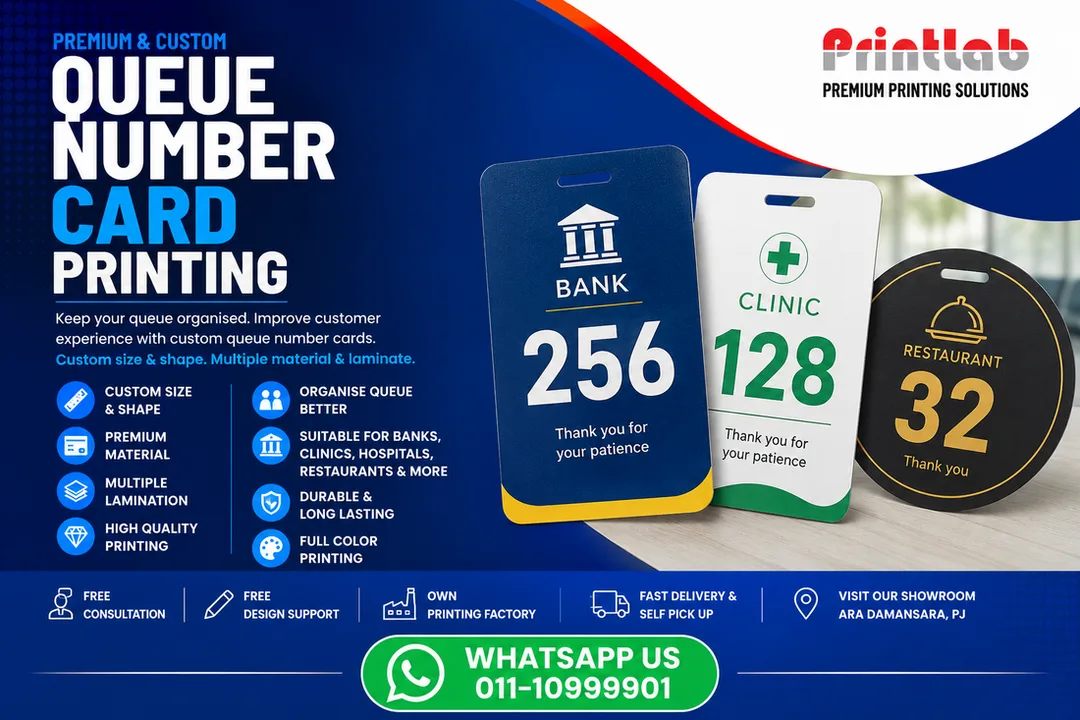 Premium Queue Number Card Printing in Petaling Jaya, Selangor