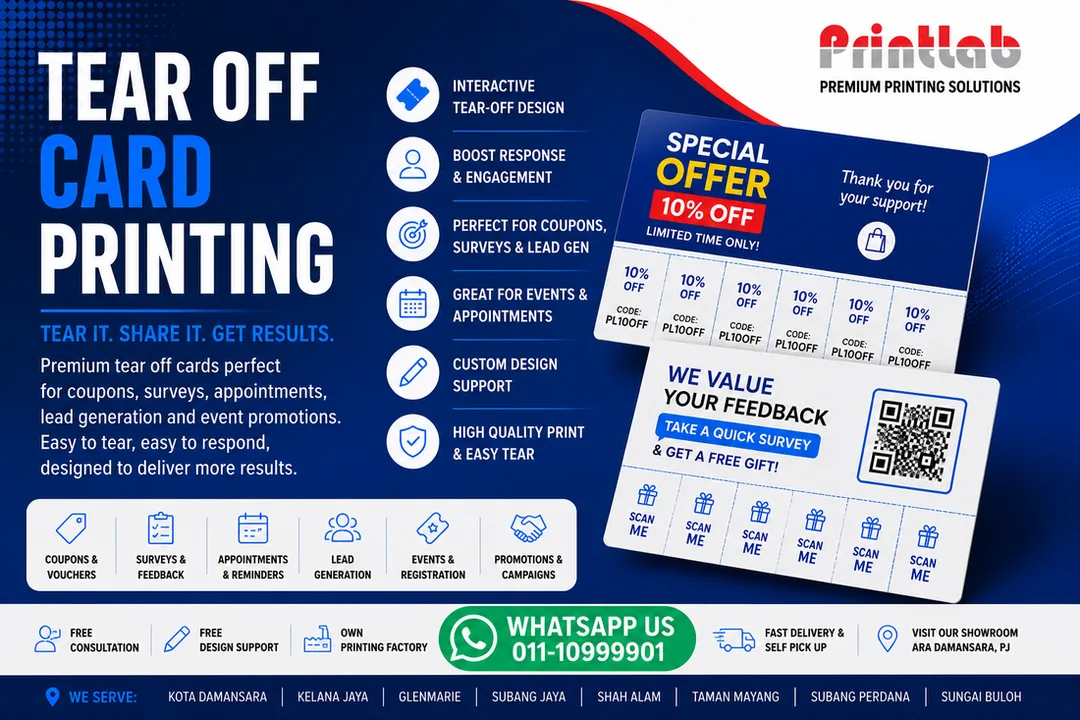 Premium Tear Off Card Printing in Petaling Jaya, Selangor