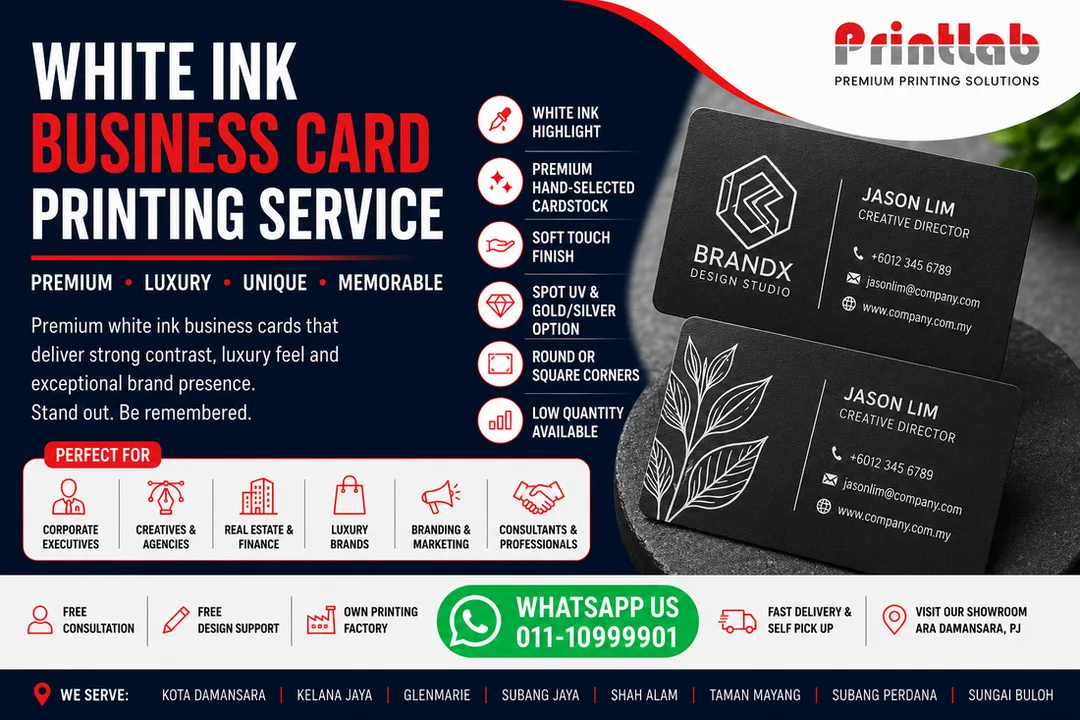 Premium White Ink Business Card Printing in Petaling Jaya, Selangor